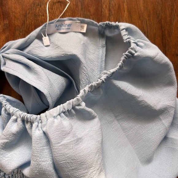 Girl’s Size Medium Off The Shoulder Tiered Blue Dress Perfect For Summer Parties - Picture 5 of 7